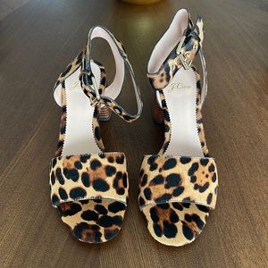 J. Crew Leopard Print Stacked Heel Sandals